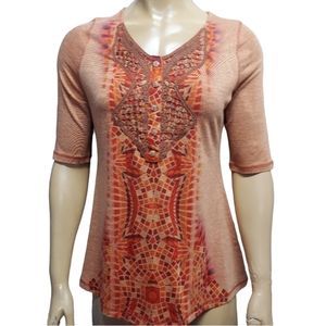 One World Boho Half Sleeve Blouse Top